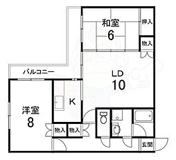 パラドール宮前橋 2LDKの間取図画像