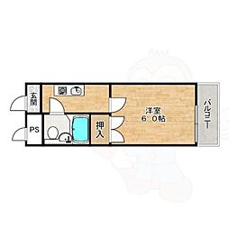 プラム四条 1Kの間取図画像