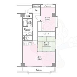 グランシエル桂part2 2LDKの間取図画像