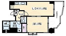 デ・リード河原町 1LDKの間取図画像