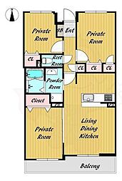 パインフィールド洛西 3LDKの間取図画像