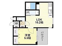ヴァンベール御苑前 1LDKの間取図画像