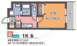 コテージタケダ 1Kの間取図画像