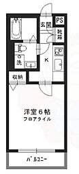 デ・アッシュ西京極 1Kの間取図画像