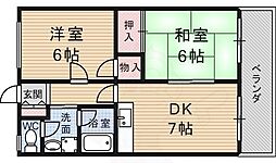 ケイチョウマンション 2DKの間取図画像