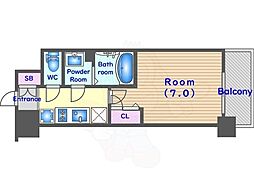 エスリード京都梅小路アヴェニテ 1Kの間取図画像