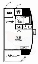朝日プラザ鴨川2 ワンルームの間取図画像