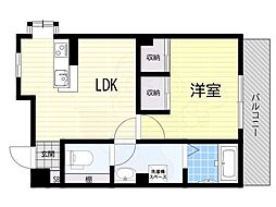 正面ビル 1LDKの間取図画像