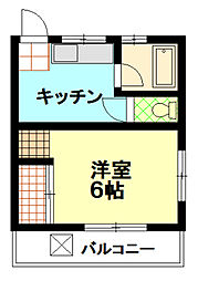 第二メイフェアー鹿島田 1Kの間取図画像