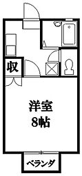 舛長学生アパートB 1Kの間取図画像