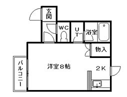 グランドール菊水 1Kの間取図画像