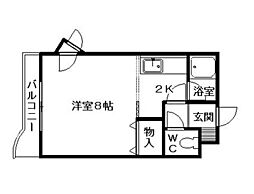 カンパーナ平岸 1Kの間取図画像
