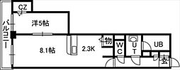 PRIMEURBAN札幌リバーフロント 1LDKの間取図画像