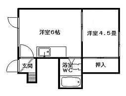 マクセル13/100 1DKの間取図画像