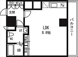 アストリアN6 ワンルームの間取図画像