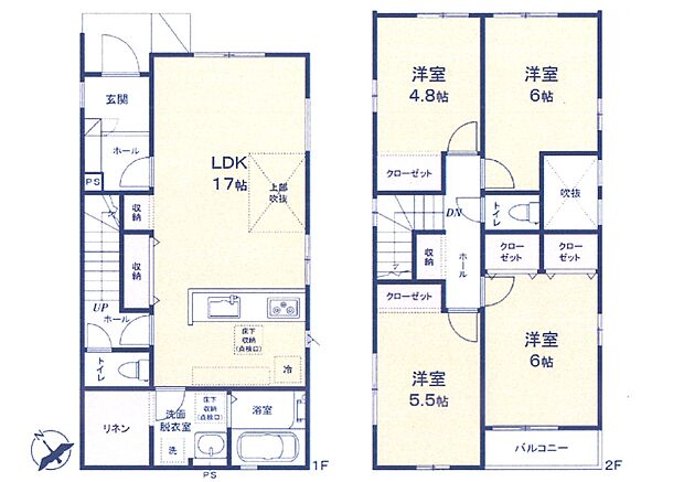 間取りLDK広々17帖！  水回りがまとまった家事ラク動線＾＾  