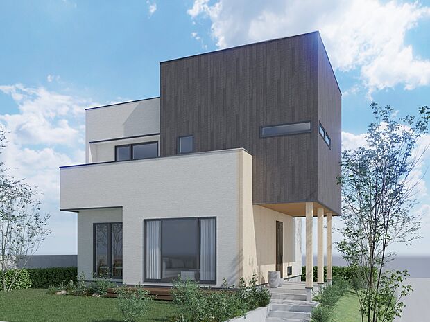 パース:完成予想図(外観)　即日ご案内可能です！モデルハウスのご見学も可能ですので、お気軽にお問い合わせください。