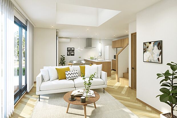 内装:高さのある吹抜がワンランク上の住まいを演出!自然な光が降り注ぎます。 ※家具備品等はイメージです。