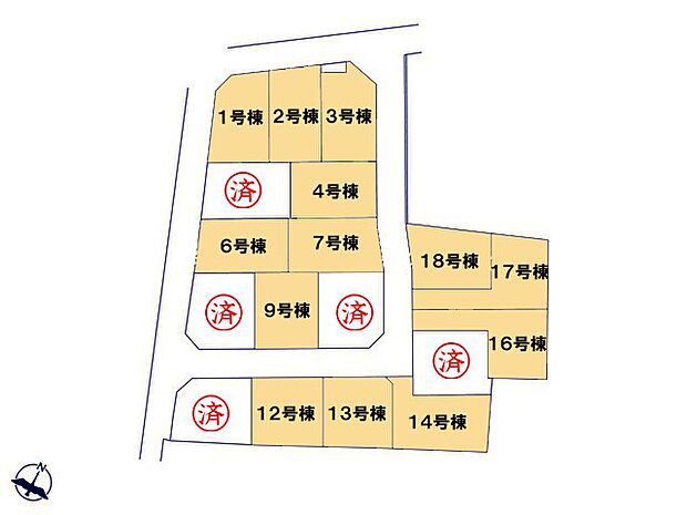 区画図:全18棟：忙しい朝や、遅い帰宅時にも嬉しい「南大塚」駅徒歩5分！