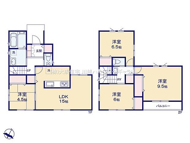 間取り12号棟:全居室2面採光で明るい室内を保てます。