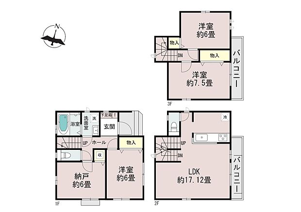 間取り居室としても利用可能な納戸6帖！全居室6帖以上でゆとりあるお住まいです＾＾