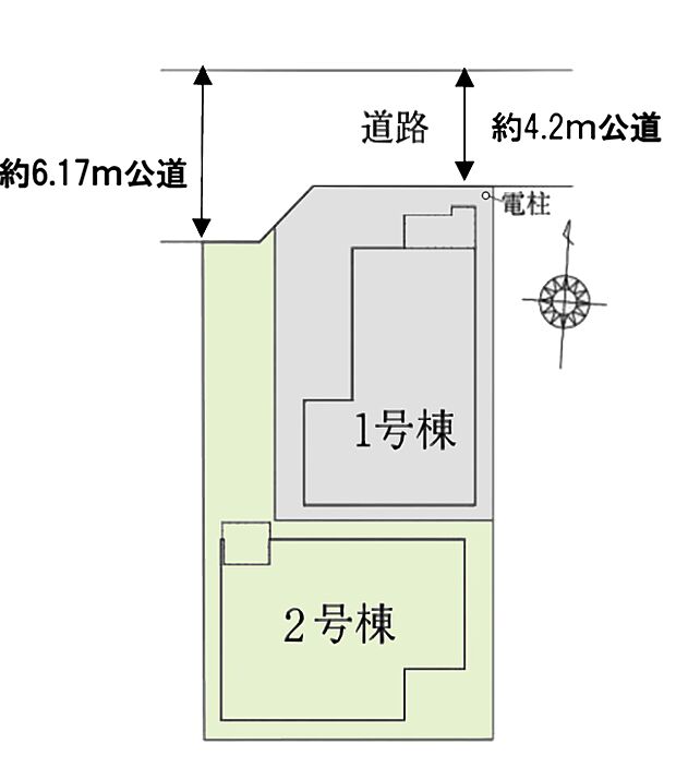 区画図:2号棟：間取りプランが考えやすい整った区画です。