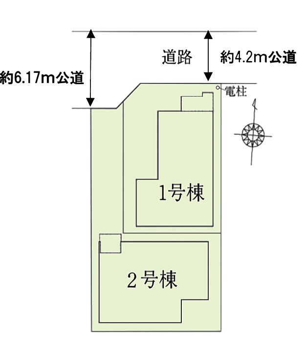 区画図:全2棟:商業施設が徒歩圏内にある、閑静な住宅街に並びます。