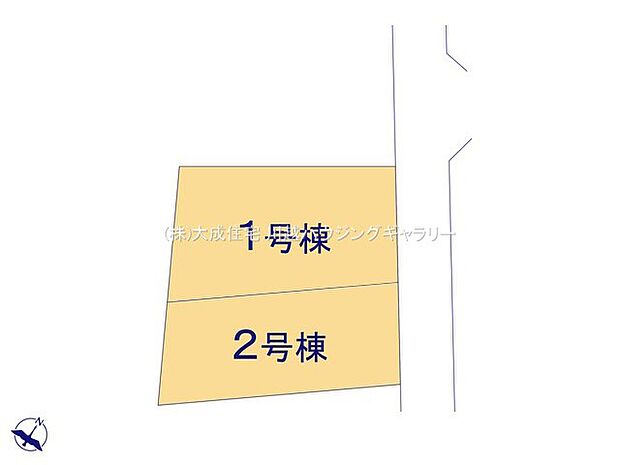 区画図:全2棟：お車3台分駐車可能なスペースを確保しております。　