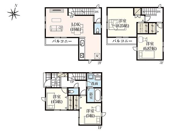 間取り南東向き陽当り良好で暖かなお住まいです！ご家族との会話は自然と弾むリビングイン階段の設計！