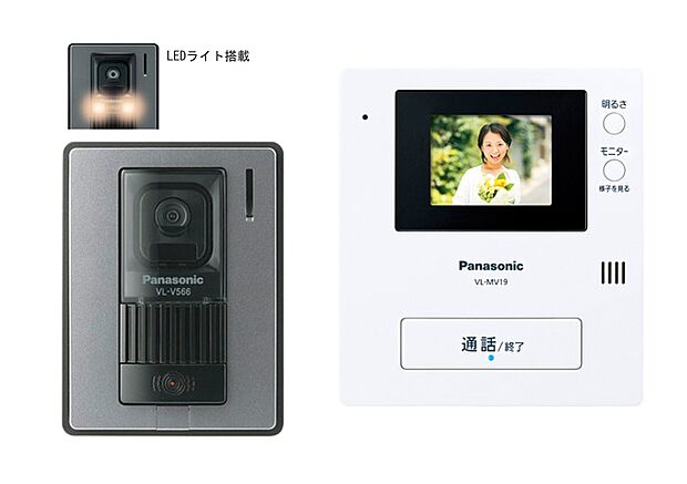 設備:約3.5型のモニター付きインターホン。夜間でも訪問者がわかりやすいＬＥＤライト搭載
