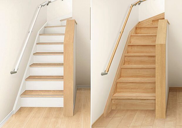 内装:色ムラ・色違いを抑えた階段です。アクセントのあるツートン仕上げと落ち着きのある単色仕上げからお選びいただけます。