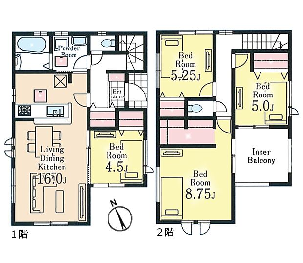 間取り2箇所から出入り可能な洗面室、お出かけ帰りやお料理中などでも動線良好！