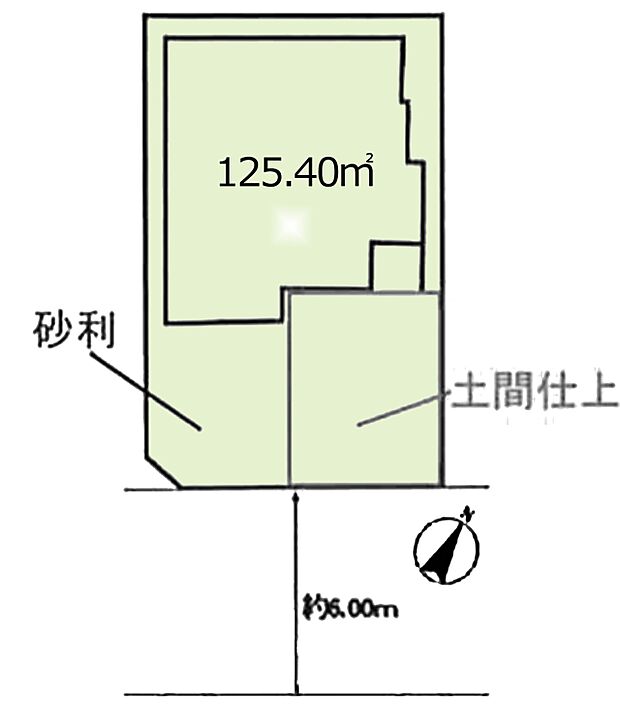 区画図:駐車スペースや庭を確保しております。