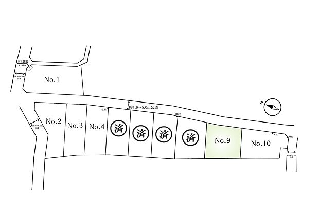 区画図:9区画:広々90坪以上の土地!