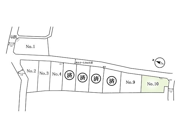 区画図:10区画:広々90坪以上の土地!
