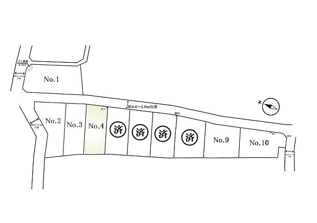 区画図:4区画:広々90坪以上の土地!