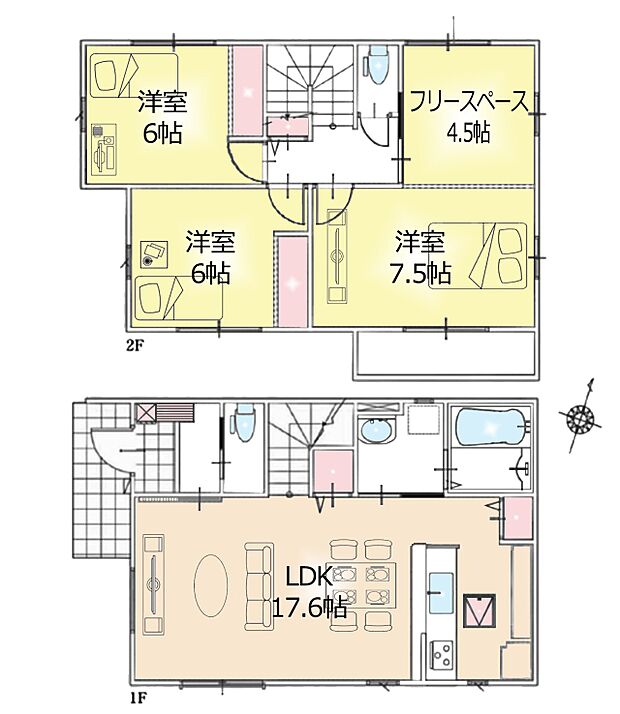 間取り間仕切り設置で2部屋に分けてご利用いただける12帖ございます。