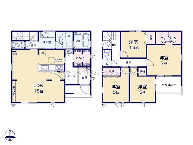間取り回遊動線を採用した、動線良好な間取り。