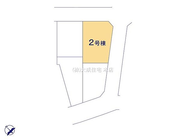 区画図:2号棟：建築条件なし！お好きなハウスメーカーで建築可能です！