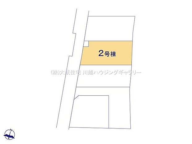 区画図:2号棟：並列駐車が可能なスペースを確保しております。