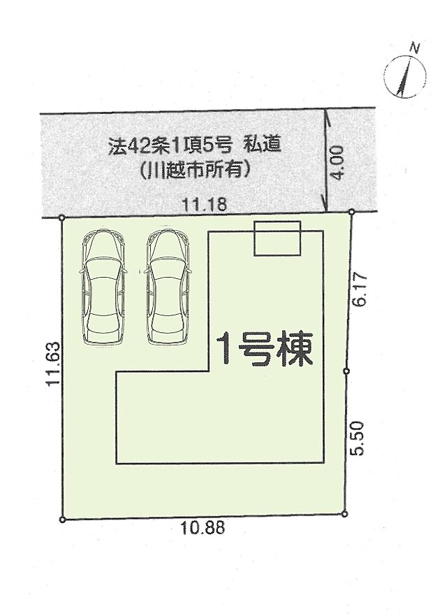 区画図:カースペース2台分あり!(車種による)