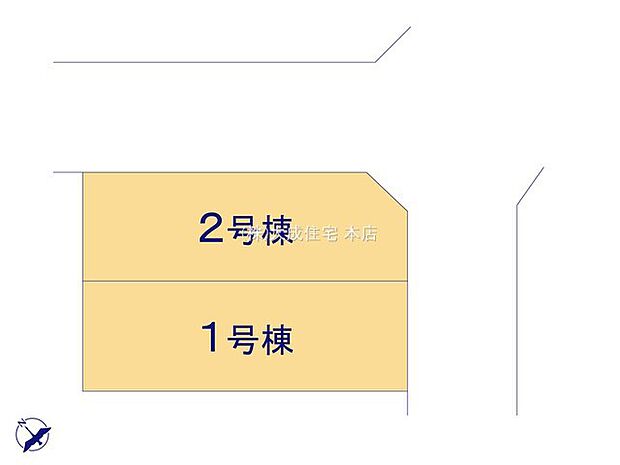 区画図:全2棟:商業施設が徒歩圏内に多数ある好立地です!
