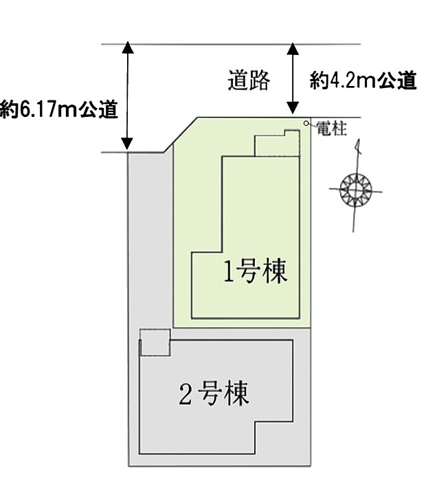 区画図:1号棟：間取りプランが考えやすい整った区画です。