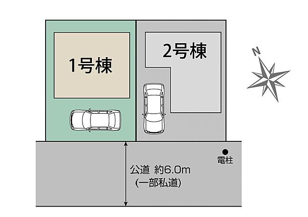 区画図:1号棟:カースペース1台分ございます!