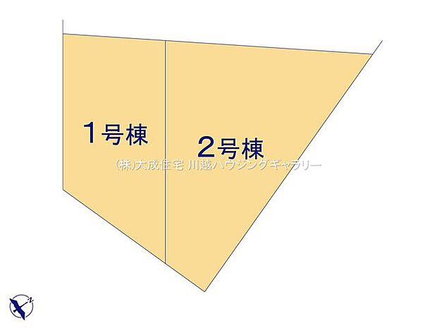 区画図:全2棟:川越インター車で3分のお出かけアクセス良好な好立地。