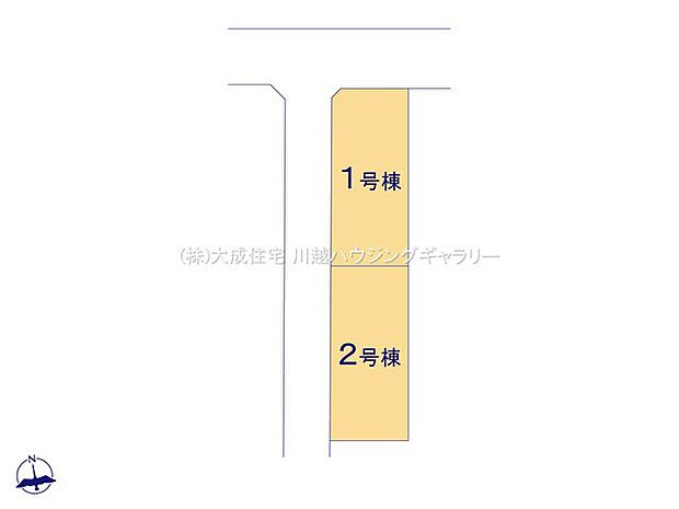 区画図:全2棟：閑静な住宅街に並びます。