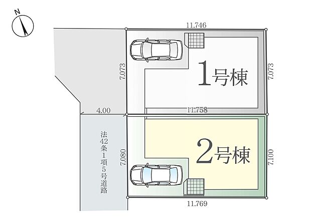 区画図:2号棟:カースペース1台分ございます!