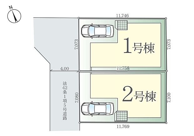 区画図:全2棟：落ち着きのある閑静な住宅街です！