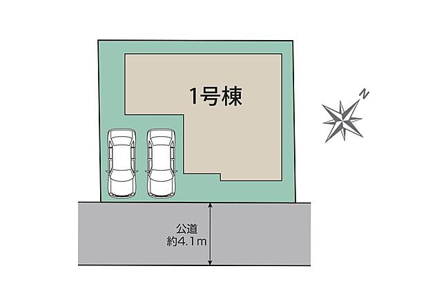 区画図:並列駐車2台可能なゆとりある敷地！