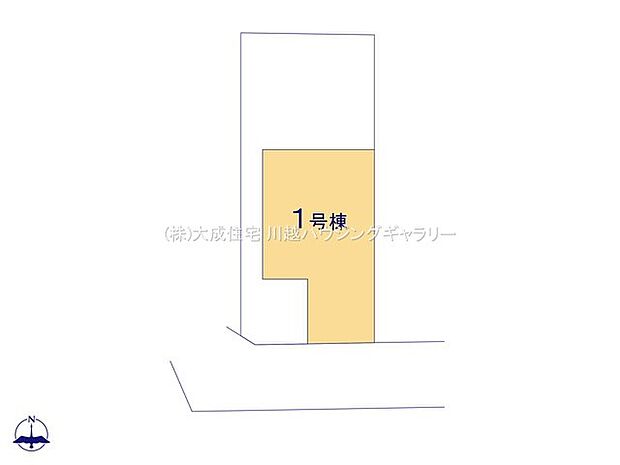区画図:1号棟：駐車と庭スペースございます。